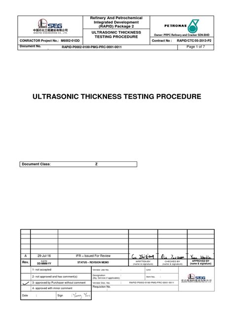 ultrasonic thickness testing procedure pdf